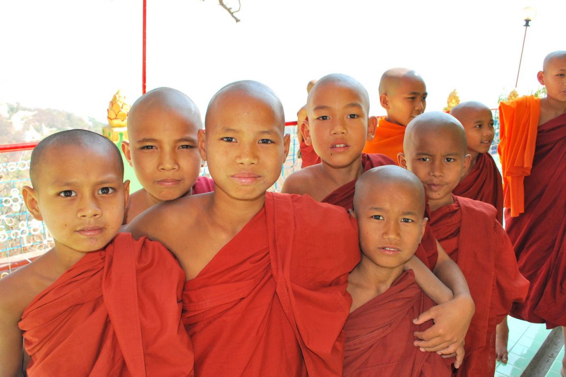 Group of young Burmese monks