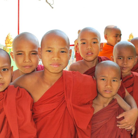 Group of young Burmese monks