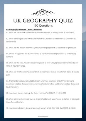 UK Geography Quiz | 100 British Trivia Questions including a Picture Quiz